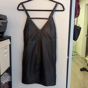 nasty gal real leather mini dress size small